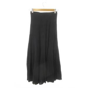 MILA OWEN MILAOWEN リブニットスカート ロングスカート 0 黒 ブラック ウエストゴム ドローストリング プリーツ /MN11