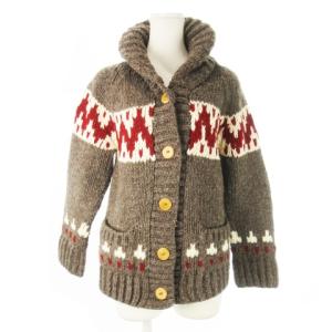 カーディガン ニット カウチン 長袖 インターシャ ノルディック F 茶 ブラウン /CK22 GY99