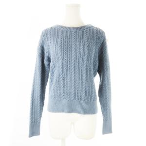 22AW ウールコード 肩ボタン ケーブル柄 ニット セーター 長袖 金ボタン 小さいサイズ 32 XXS