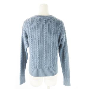 23区 22AW ウールコード 肩ボタン ケーブル柄 ニット セーター 長袖 金ボタン 小さいサイズ 32 XXS