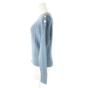 23区 22AW ウールコード 肩ボタン ケーブル柄 ニット セーター 長袖 金ボタン 小さいサイズ 32 XXS