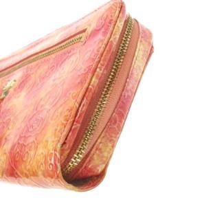 ANNA SUI 長財布 ロングウォレット 小銭入れあり レザー 革 エナメル 型押し タイダイ 蝶チャーム ロゴ ラウンド