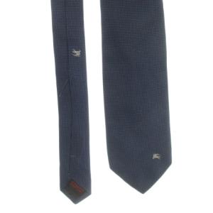 BURBERRY BLACK LABEL ネクタイ レギュラー シルク 絹 ロゴ刺繍 ワンポイント チェック 紺 ネイビー /CK15 GY99