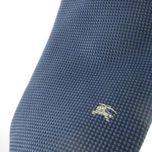 BURBERRY BLACK LABEL ネクタイ レギュラー シルク 絹 ロゴ刺繍 ワンポイント チェック 紺 ネイビー /CK15 GY99