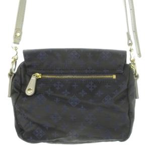 russet ショルダーバッグ ネイビー 紺 グレー フラップ 総柄 マグネット ジップ開閉 取り外し可能 調節可能