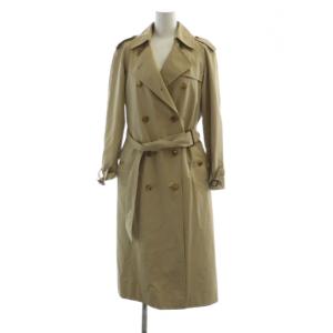 トレンチコート ロング 長袖 総裏地 ロゴ ダブル ノバチェック 茶 ブラウン /XZ GY17