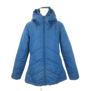フード付き中綿ジャケット パディングジャケット M 青 ブルー ダブルジップ開閉 /AH17 GY99
