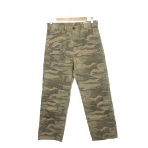 パンツ コットン ストレート L 緑 グリーン 迷彩柄 カモフラージュ柄 /AH27 GY99