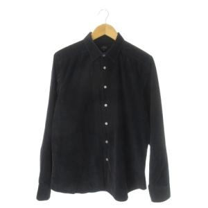 シャツ XL 紺 ネイビー 黒 ブラック コーデュロイ ワンポイント /CK34 GY99