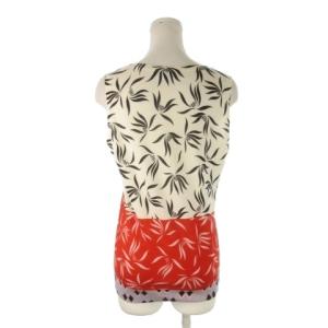 ETRO ノースリーブニット 絹 シルク 44 M ベージュ 赤 レッド 総柄 /CK35 GY99