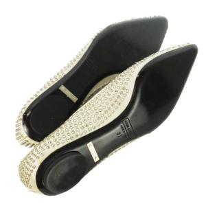 MARC JACOBS フラットシューズ バレエシューズ レザー 本革 37 24.0cm 白 ホワイト ベージュ ラインストーン