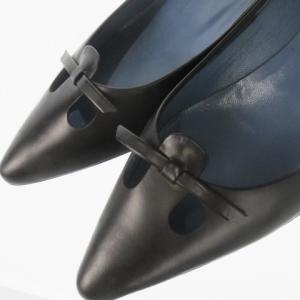MARC JACOBS フラットシューズ バレエシューズ 36.5 23.5cm 黒 ブラック ポインテッドトゥ リボン カットアウト