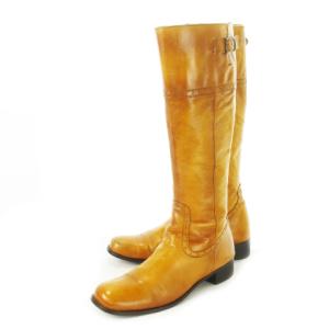 ジョッキーブーツ レザー 本革 25.0cm ブラウン 茶 キャメル 内側ジップ /CK23 GY99