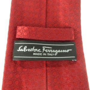Salvatore Ferragamo ネクタイ レギュラー シルク 絹 ジャカード ガンチーニ ブロックチェック 赤 レッド /CK16 GY99