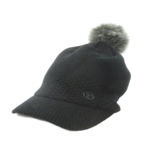 ニットキャップ つば付きニット帽 アウトドア ONE 黒 ブラック ポンポン取り外し可能 /MN10 GY99