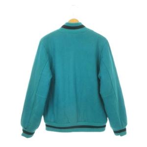 STUSSY スタジャン ブルゾン ジャケット ワッペン 刺繍 裏キルティング S 青緑 グリーン /AH19 GY01