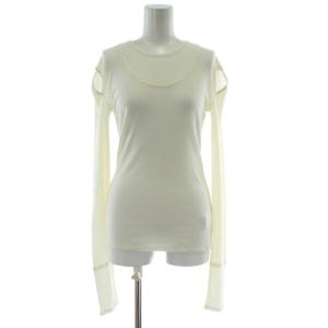 25AW LAYERED SHOULDER CUT TOPS レイヤード カットソー 長袖 2 白 ホワイト
