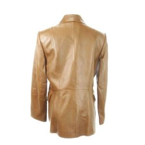 Leilian レザージャケット 羊革 本革 ステンカラー 総裏地 7 茶 ブラウン /MN17 GY22