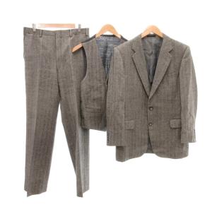 3ピース スーツ ウール ヘリンボーン グレー