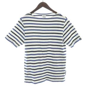 Tシャツ S 白 ホワイト 水色 ライトブルー ネイビー ボーダー /KW GY99