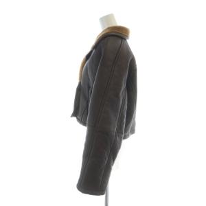 LAUTREAMONT レザージャケット ダブル 長袖 ショートボア M 茶 ブラウン GY99 /MQ