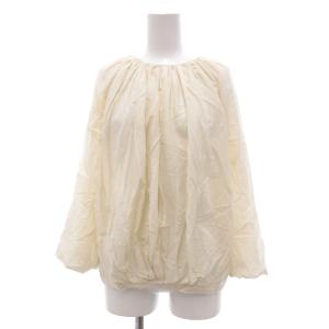 ギャザー ブラウス シルク混 36 クリームカラー