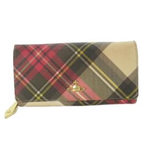 長財布 レッド チェック柄 オーブロゴ（2025/12/26買取） - Vivienne