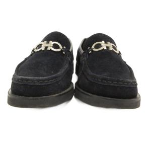 Salvatore Ferragamo ホースビットローファー モカシン スエード レザー 7 黒 ブラック /JS