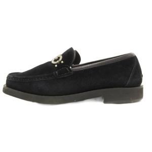 Salvatore Ferragamo ホースビットローファー モカシン スエード レザー 7 黒 ブラック /JS