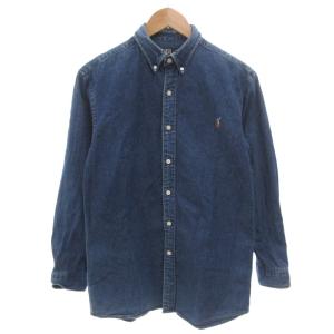 デニムシャツ 170 インディゴ 長袖 ボタンダウンカラー ポニー刺繍 /FF