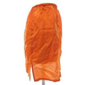 YVES SAINT LAURENT ペチスカート イージー M オレンジ ウエストゴム ひざ丈 /FF