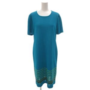 ヴィンテージ ワンピース ペチスカート付き L 水色 ライトブルー 半袖 ラウンドネック ひざ丈 /FF