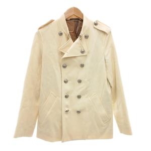 ピーコート カシミヤ混 M 白 ホワイト ダブルブレスト エポレット PP-KS-39357 /AE GY50
