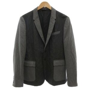 中綿テーラードジャケット シングル 2B 総裏地 サイドベンツ L 裏地ドット キルティング グレー /GV