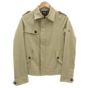 ジップアップジャケット ブルゾン トレンチ風 M コットン 裏地チェック ベージュ /GV GY50