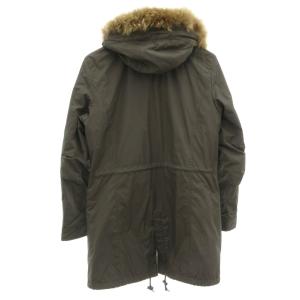 BURBERRY BLACK LABEL モッズコート ロング 中綿 M フード ラクーンファー付き 裏地ノバチェック トグルボタン カーキ /GV