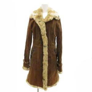 ハーフコート ミドル丈 パイル地 エコファー 38 茶 ブラウン /JS