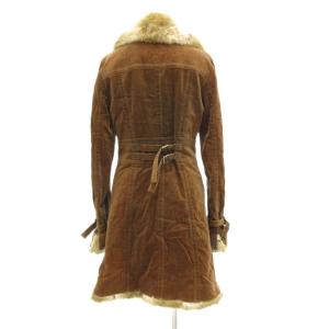 BURBERRY BLUE LABEL ハーフコート ミドル丈 パイル地 エコファー 38 茶 ブラウン /JS