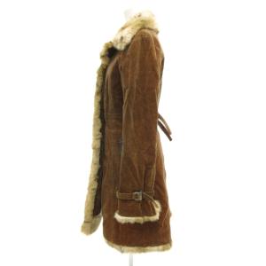 BURBERRY BLUE LABEL ハーフコート ミドル丈 パイル地 エコファー 38 茶 ブラウン /JS