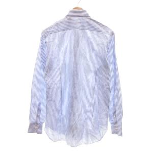 BARBA ストライプ ドレスシャツ ホリゾンタルカラー 長袖 41/16 青 ブルー 白 ホワイト /JS GY50