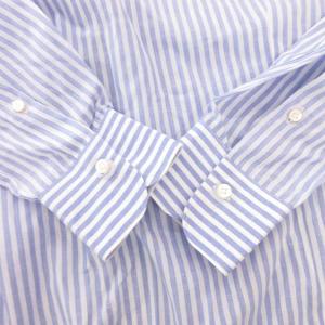 BARBA ストライプ ドレスシャツ ホリゾンタルカラー 長袖 41/16 青 ブルー 白 ホワイト /JS GY50