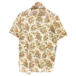 BURBERRY BLACK LABEL シャツ 半袖 総柄 花がら 2 白 ホワイト 茶 ブラウン /JS GY50