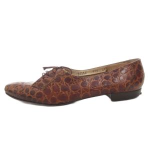 Salvatore Ferragamo レースアップシューズ 8.5 茶 ブラウン クロコダイル柄 ラウンドトゥ /FF GY50