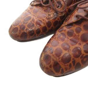 Salvatore Ferragamo レースアップシューズ 8.5 茶 ブラウン クロコダイル柄 ラウンドトゥ /FF GY50
