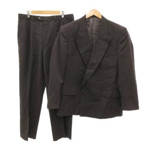 MONSIEUR テーラードジャケット パンツ スラックス ストライプ ウール 52 黒 ブラック /JS