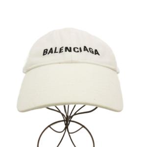BALENCIAGA ベースボールキャップ 帽子 ロゴ刺繍 ツイル L 58cm 白 ホワイト 529192 310B2 /JS