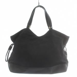 TORY BURCH トートバッグ ハンド ナイロン レザー 切り替え ロゴ ゴールド金具 黒 ブラック /XZ GY14