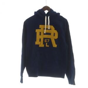 logo fleece hoodie パーカー トレーナー 長袖 ロゴ 裏起毛 S 紺 ネイビー GY14