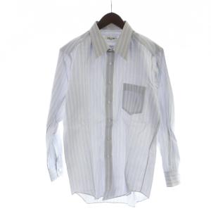 ヴィンテージ シャツ 長袖 ステンカラー ストライプ柄 青 ブルー GY14 /MQ