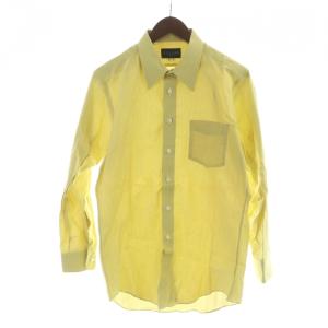 HOMME ステンカラーシャツ 長袖 ロゴ ストライプ柄 黄 イエロー GY14 /MQ